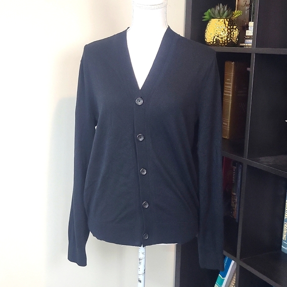 Banana Republic Sweaters - BANANA REPUBLIC Black Silk Cotton Nylon Cashmere Button V-neck Cardigan